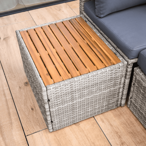 Záhradný ratanový set, sivá/prírodná/krémová, DEBRA