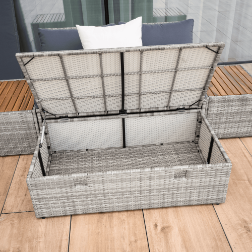 Záhradný ratanový set, sivá/prírodná/krémová, DEBRA