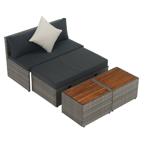 Záhradný ratanový set, sivá/prírodná/krémová, DEBRA