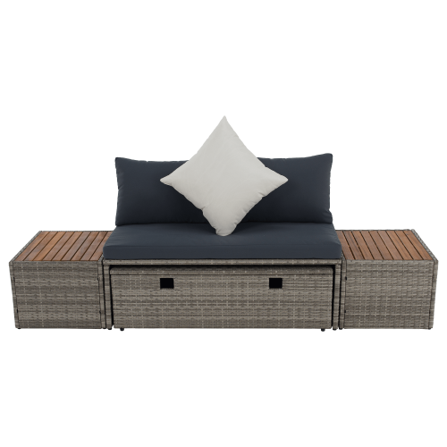 Záhradný ratanový set, sivá/prírodná/krémová, DEBRA