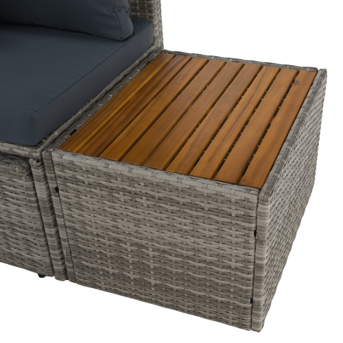 Záhradný ratanový set, sivá/prírodná/krémová, DEBRA