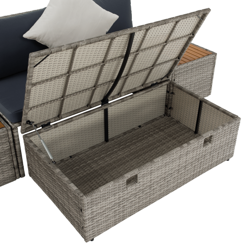 Záhradný ratanový set, sivá/prírodná/krémová, DEBRA