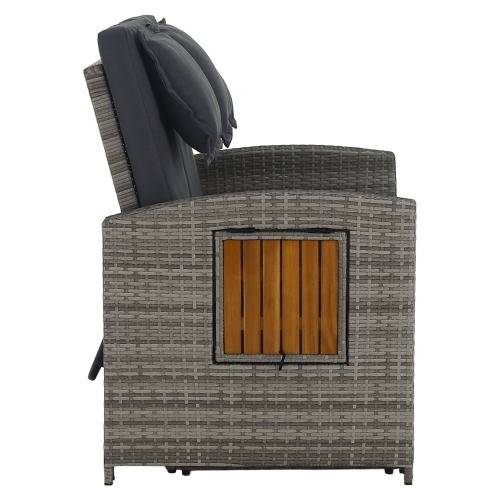 Záhradná ratanová pohovka, sivá/prírodná, MALORY