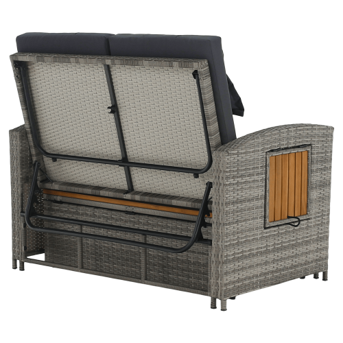 Záhradná ratanová pohovka, sivá/prírodná, MALORY