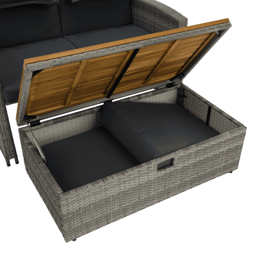 Záhradná ratanová pohovka, sivá/prírodná, MALORY