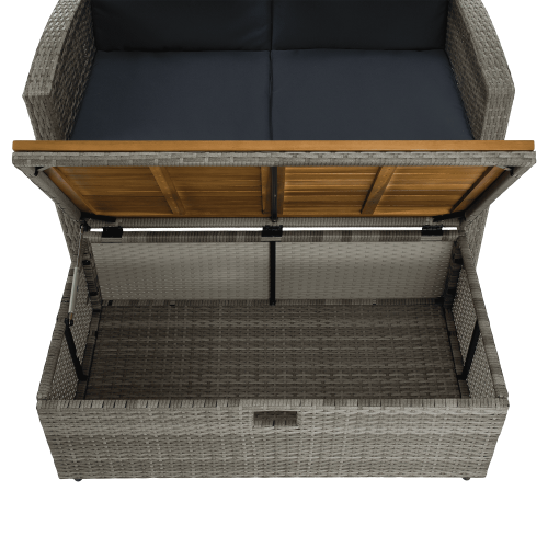 Záhradná ratanová pohovka, sivá/prírodná, MALORY