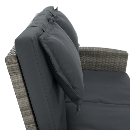 Záhradná ratanová pohovka, sivá/prírodná, MALORY