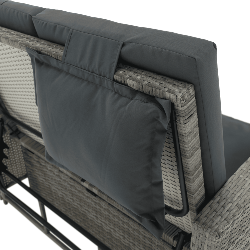 Záhradná ratanová pohovka, sivá/prírodná, MALORY