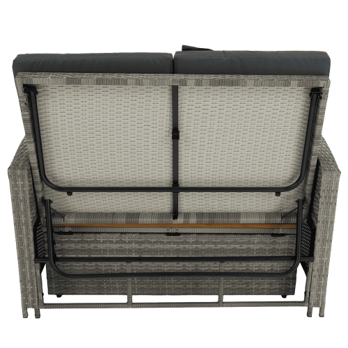 Záhradná ratanová pohovka, sivá/prírodná, MALORY