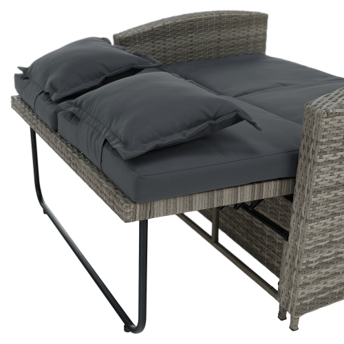 Záhradná ratanová pohovka, sivá/prírodná, MALORY