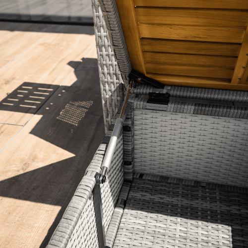 Záhradná ratanová pohovka, sivá/prírodná, MALORY