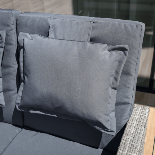 Záhradná ratanová pohovka, sivá/prírodná, MALORY