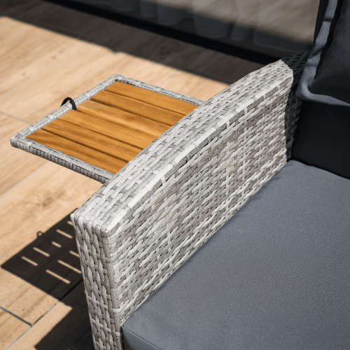 Záhradná ratanová pohovka, sivá/prírodná, MALORY