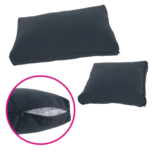 Záhradný ratanový set, akáciové drevo, čierna/sivá/prírodná, MALKOM