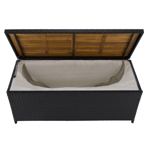 Záhradný úložný box/lavica, čierna/prírodná/krémová, BEMUS