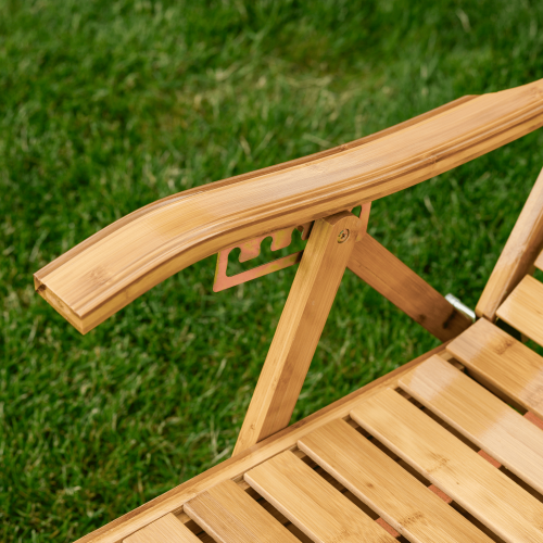 Záhradné polohovacie kreslo, prírodná, bambus, URSEL