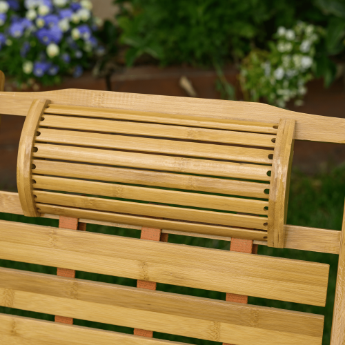 Záhradné polohovacie kreslo, prírodná, bambus, URSEL