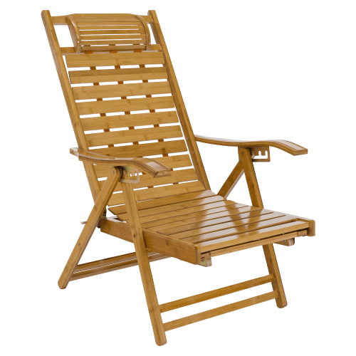 Záhradné polohovacie kreslo, prírodná, bambus, URSEL