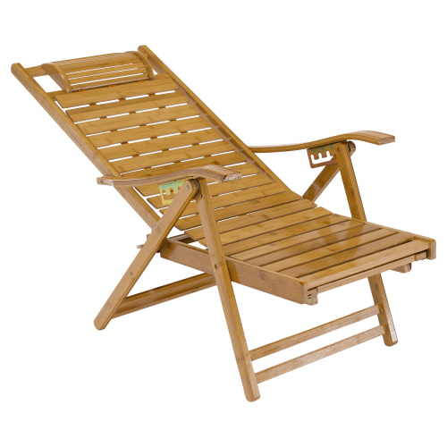 Záhradné polohovacie kreslo, prírodná, bambus, URSEL