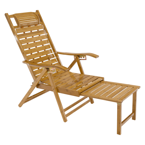 Záhradné polohovacie kreslo, prírodná, bambus, URSEL