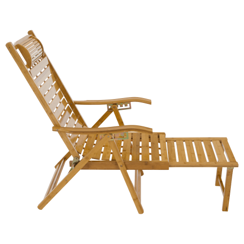 Záhradné polohovacie kreslo, prírodná, bambus, URSEL