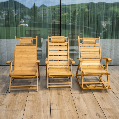 Záhradné polohovacie kreslo, prírodná, bambus, VARDON