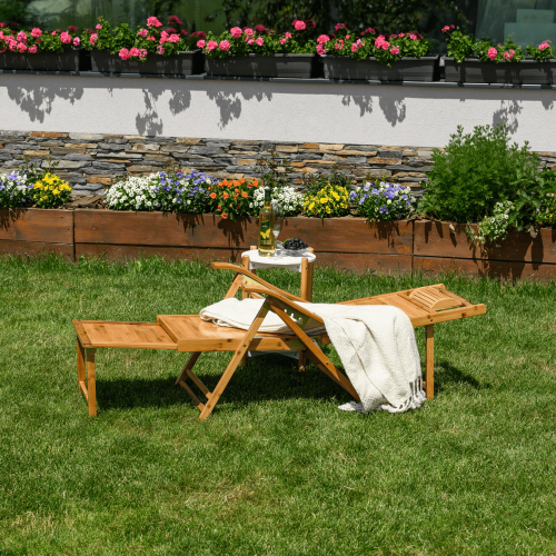 Záhradné polohovacie kreslo, prírodná, bambus, VARDON