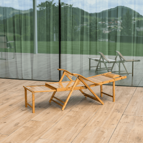 Záhradné polohovacie kreslo, prírodná, bambus, VARDON