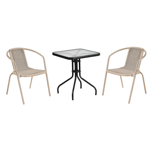 Záhradný stôl, čierna oceľ/tvrdené sklo, FRENY