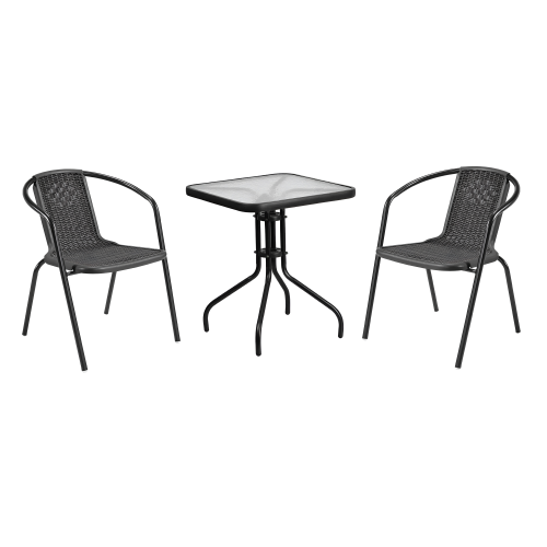 Záhradný stôl, čierna oceľ/tvrdené sklo, FRENY