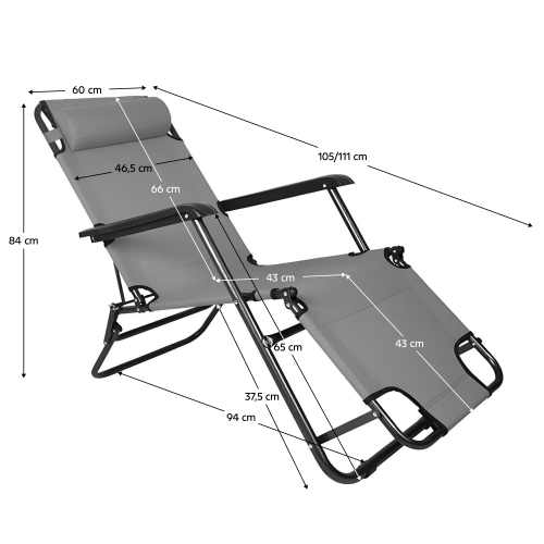Záhradné polohovacie kreslo, sivá, REGED