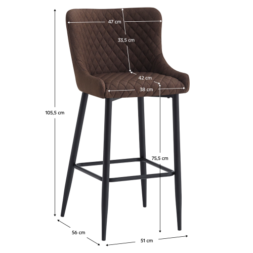 Barová stolička, hnedá/čierna, CEZARIA