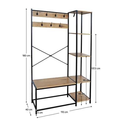 Vešiak, čierna/dub, BERDY