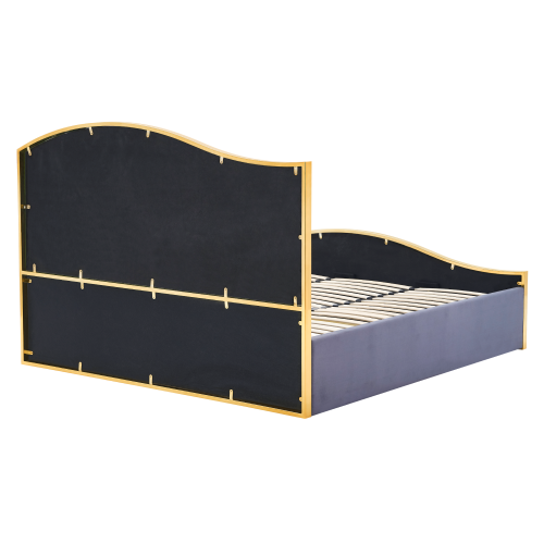 Posteľ s roštom, 160x200, tmavosivá Velvet látka/gold chróm zlatá, GEORGIA