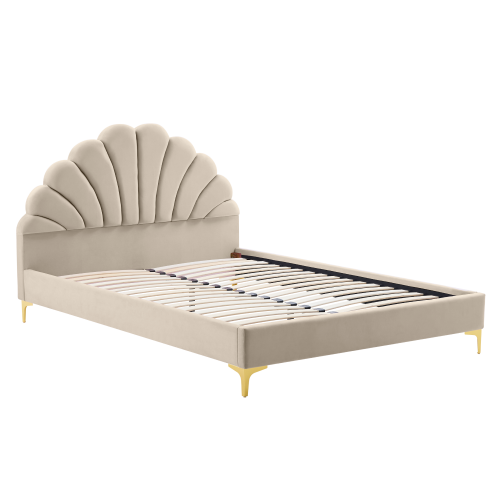 Posteľ s roštom, 160x200, béžová Velvet látka, ISADORA