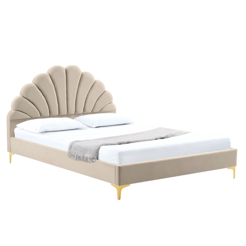 Posteľ s roštom, 160x200, béžová Velvet látka, ISADORA