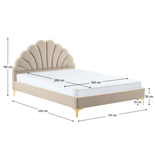 Posteľ s roštom, 160x200, béžová Velvet látka, ISADORA