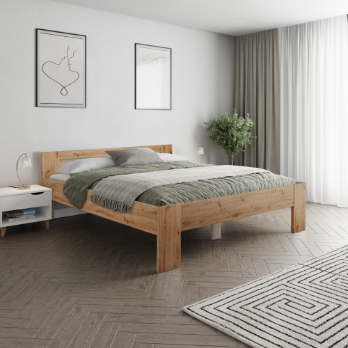 Posteľ, 180x200, dub artisan, BASIS