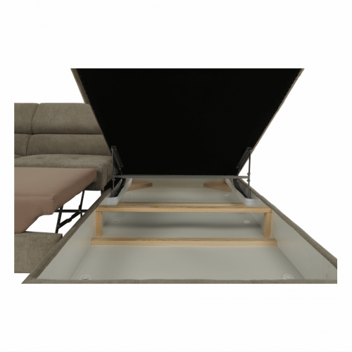 Sedacia súprava s úložným priestorom, svetlohnedý melír, látka, pravá, BUTON R