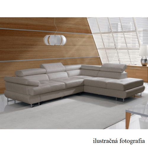 Sedacia súprava s úložným priestorom, svetlohnedý melír, látka, pravá, BUTON R