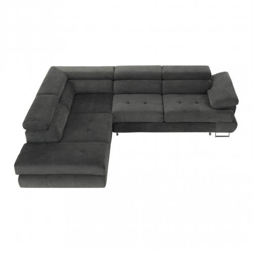 Sedacia súprava s úložným priestorom, sivá, látka, ľavá, BUTON R