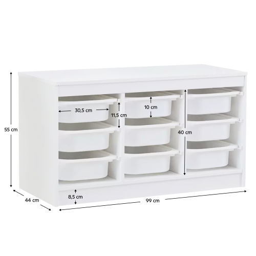 Organizér s úložnými boxami, biela, TRIMAL