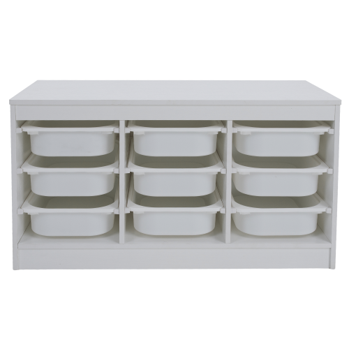 Organizér s úložnými boxami, biela, TRIMAL Organizér s úložnými boxami, biela, TRIMAL