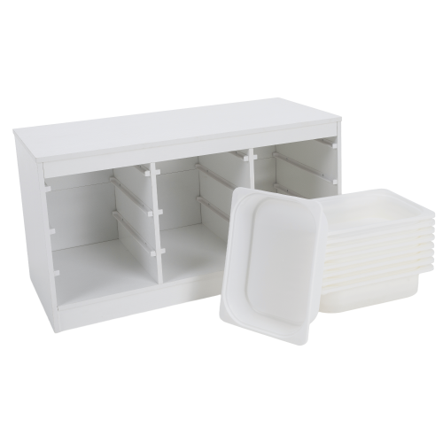 Organizér s úložnými boxami, biela, TRIMAL Organizér s úložnými boxami, biela, TRIMAL