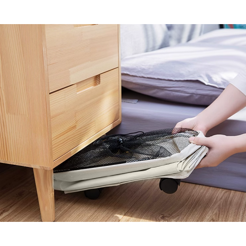 Skladací kôš na bielizeň s kolieskami, béžová, PRIOR