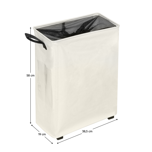 Skladací kôš na bielizeň s kolieskami, béžová, PRIOR