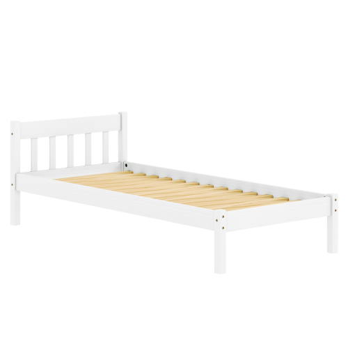 Posteľ s roštom, biela, borovicové drevo, 90x200, MAVIL