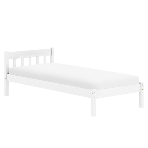 Posteľ s roštom, biela, borovicové drevo, 90x200, MAVIL