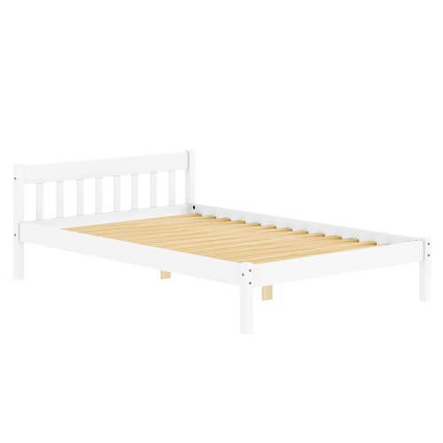 Posteľ s roštom, biela, borovicové drevo, 140x200, MAVIL
