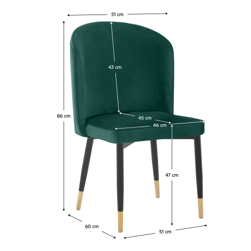 Jedálenská stolička, zelená Velvet látka/čierna, UDAJA Jedálenská stolička, zelená Velvet látka/čierna, UDAJA